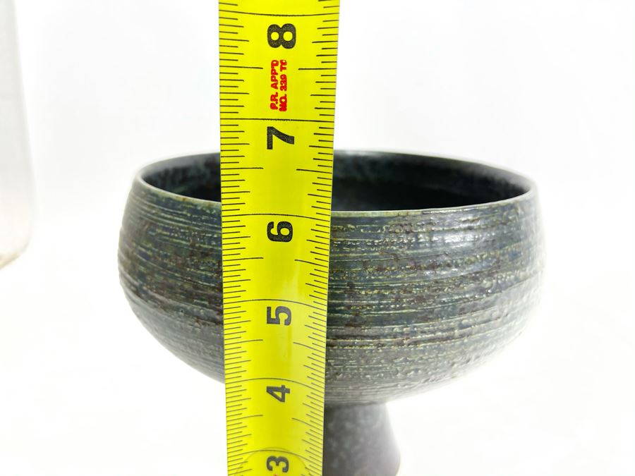 Signed Japanese Footed Floral Ceramic Vase With Frog 7W X 6H [Photo 9]