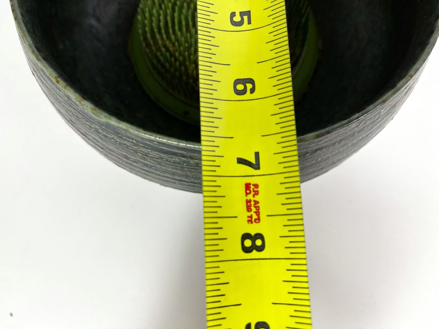 Signed Japanese Footed Floral Ceramic Vase With Frog 7W X 6H [Photo 8]