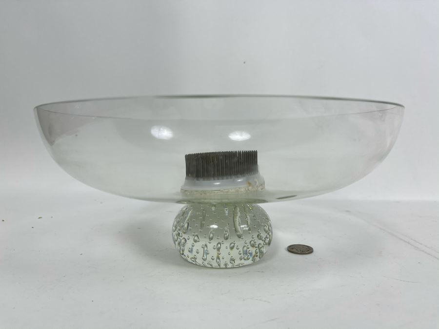 Glass Footed Floral Vase With Frog 10W X 4.5H [Photo 2]