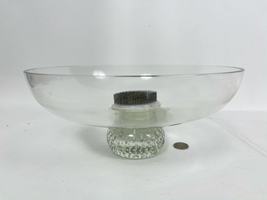 Glass Footed Floral Vase With Frog 10W X 4.5H [Photo 1]