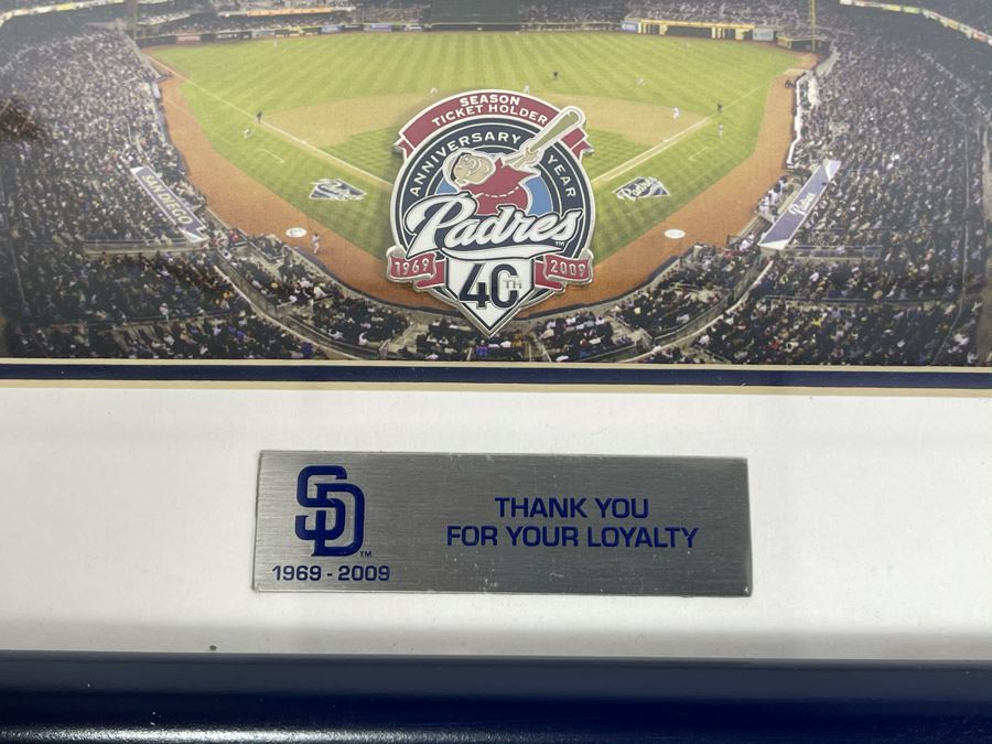 Framed San Diego Padres Photograph And Pin 1969-2009 40th Anniversay Year 11 X 9 [Photo 2]