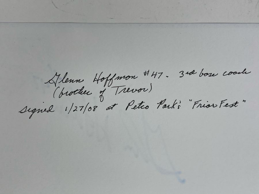 Glenn Hoffman #47 San Diego Padres Autograph 3rd Base Coach / Brother Of Trevor Hoffman 8.5 X 5.5 [Photo 5]