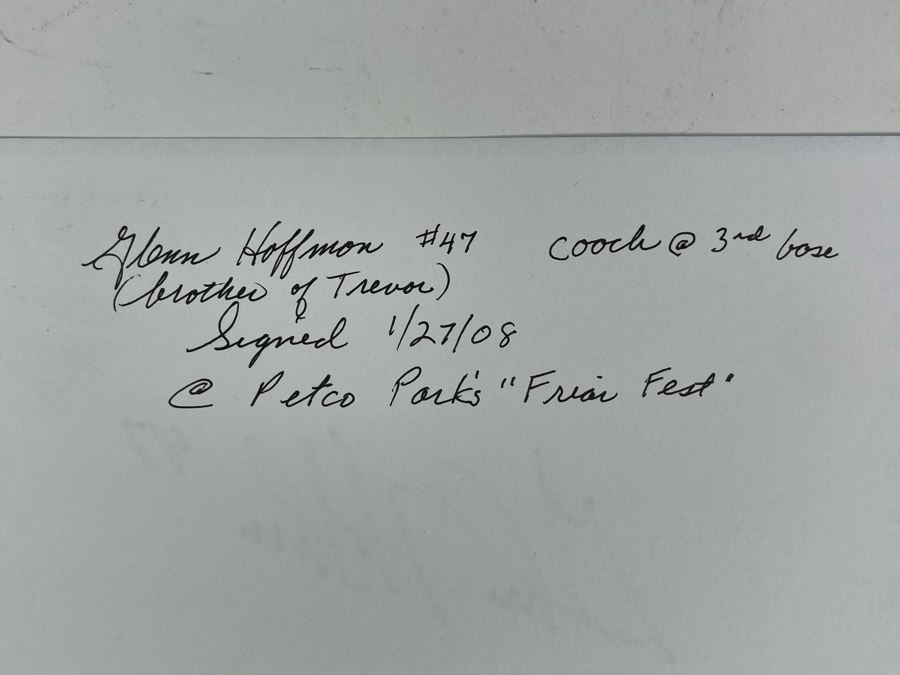 Glenn Hoffman #47 San Diego Padres Autograph 3rd Base Coach / Brother Of Trevor Hoffman 8.5 X 5.5 [Photo 3]