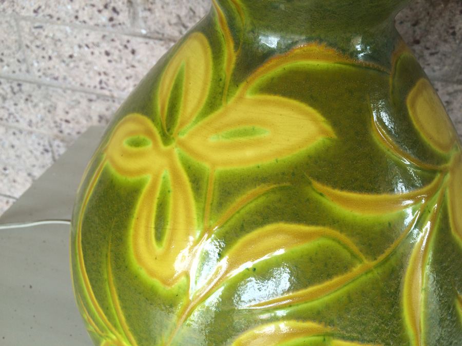 Mid-Century Green and Yellow Glazed Lamp [Photo 6]