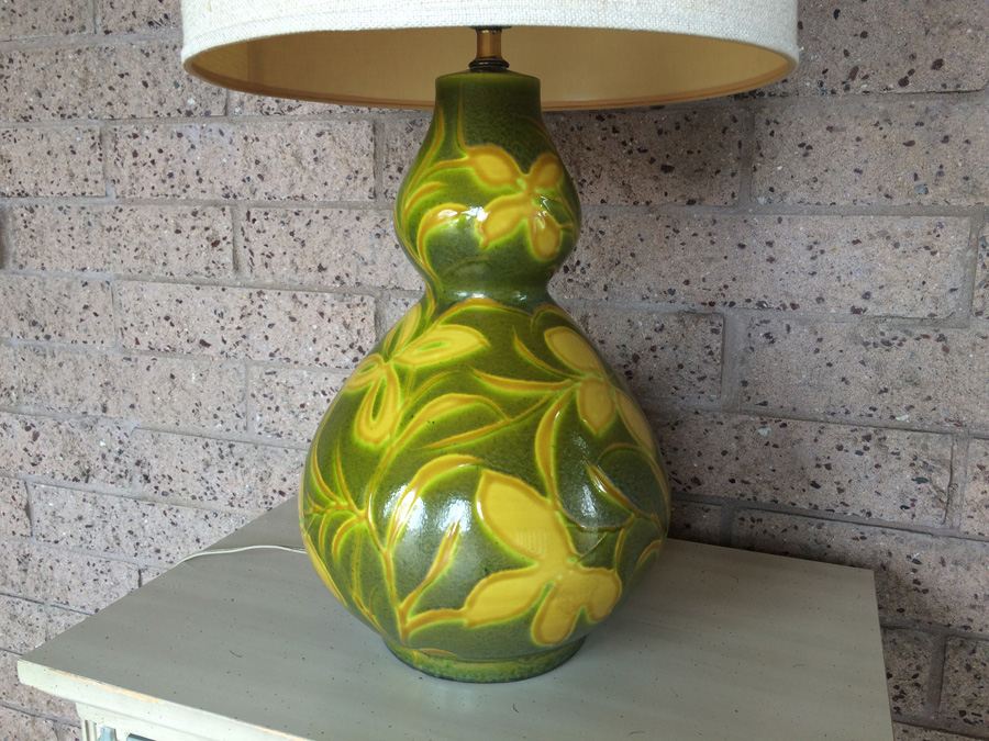 Mid-Century Green and Yellow Glazed Lamp [Photo 5]
