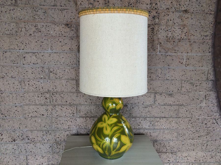 Mid-Century Green and Yellow Glazed Lamp [Photo 3]