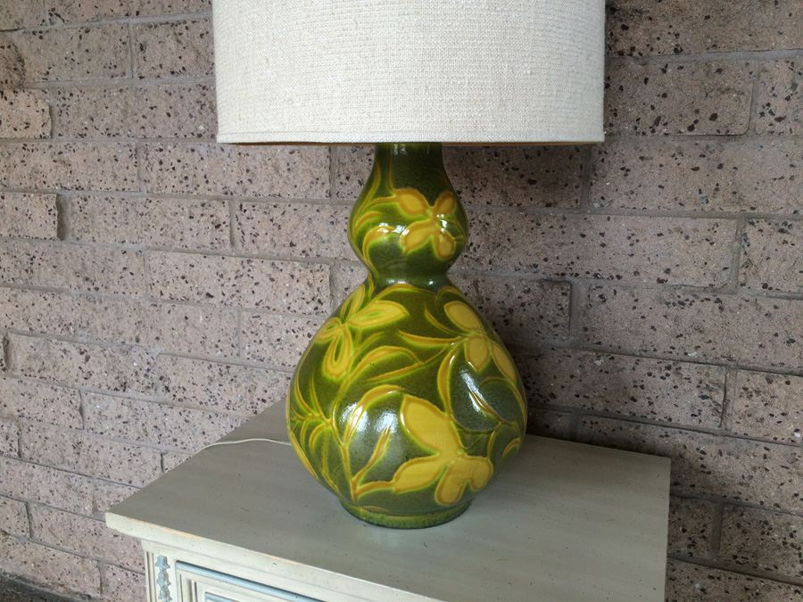 Mid-Century Green and Yellow Glazed Lamp [Photo 4]