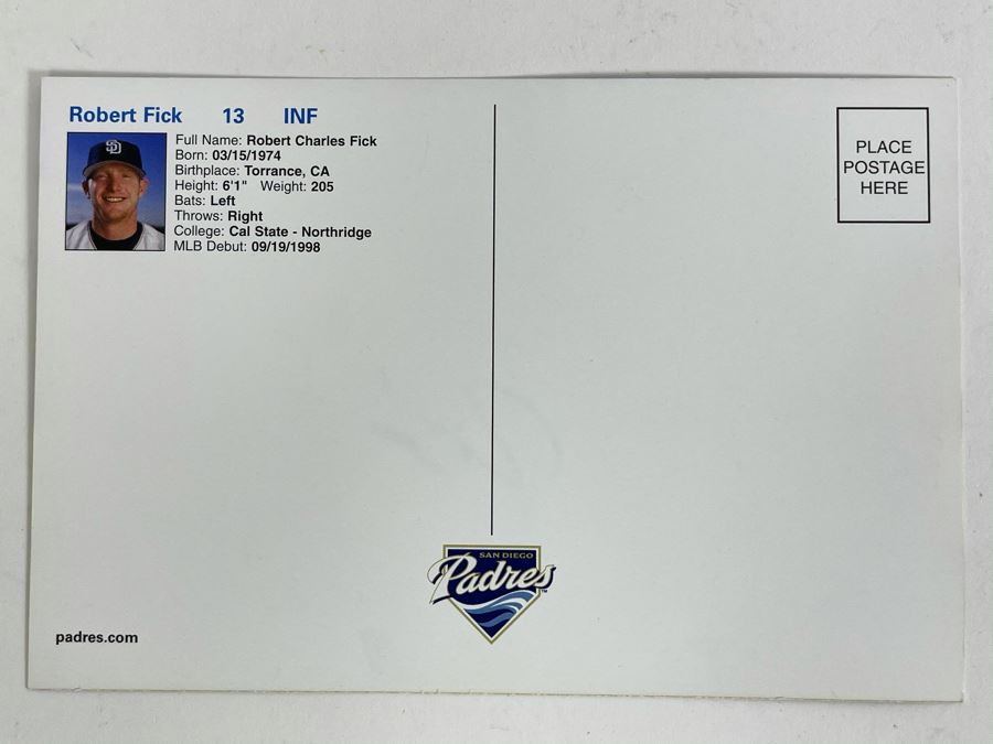 Robert Fick #13 San Diego Padres Autograph 6 X 4 [Photo 3]
