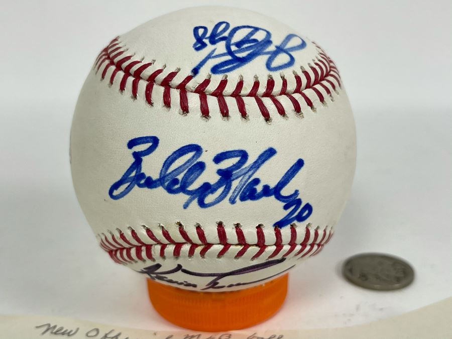 Signed San Diego Padres Baseball: Autographs Of Josh Bard, Bud Black, Kevin Towers, Heath Bell, Chase Headley, Nick Hundley [Photo 5]