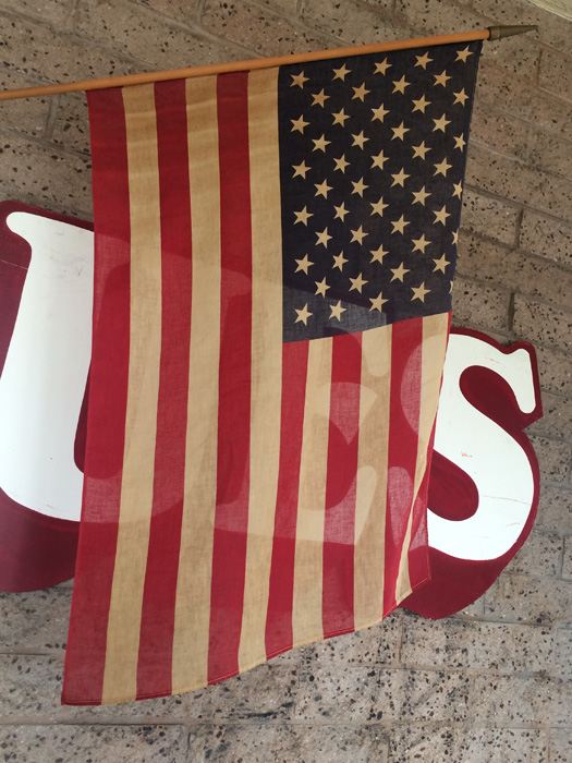 Vintage American Flag with Wooden Pole [Photo 2]