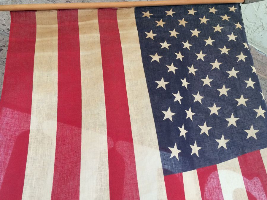 Vintage American Flag with Wooden Pole [Photo 7]