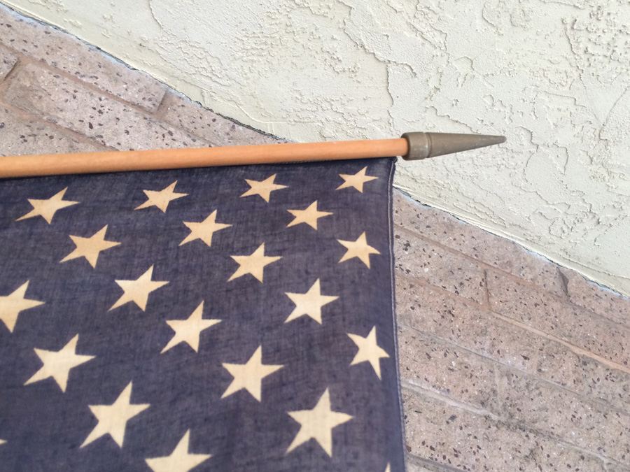 Vintage American Flag with Wooden Pole [Photo 3]
