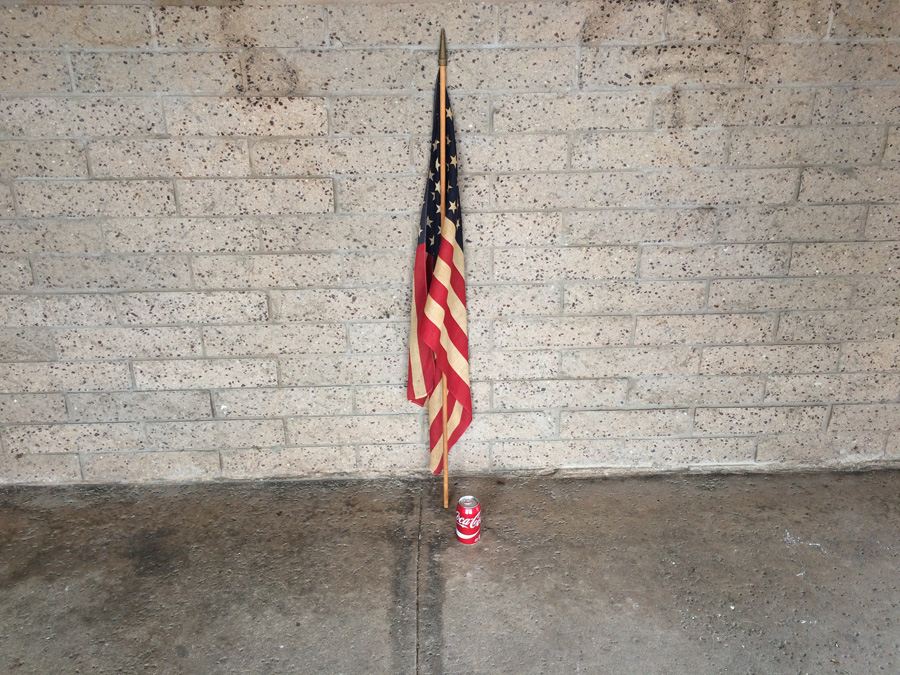 Vintage American Flag with Wooden Pole [Photo 4]