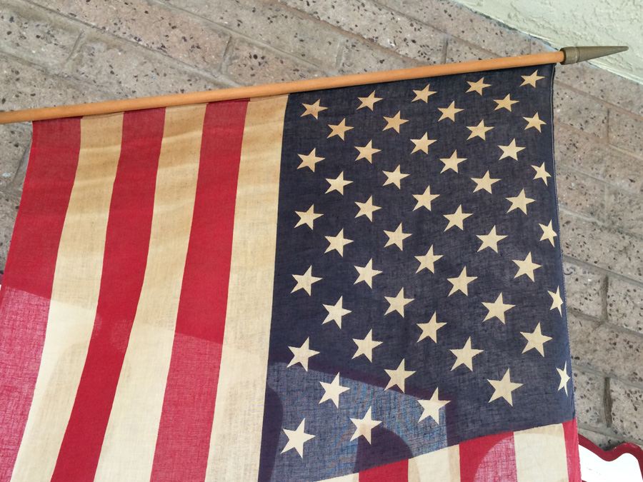 Vintage American Flag with Wooden Pole [Photo 6]