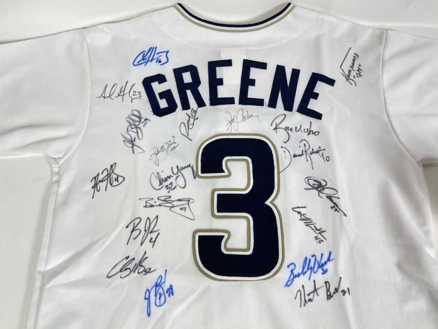 Khalil Greene San Diego Padres Baseball Jersey: Signed Autographs From Jake Peavy, Ryan Klesko, Dave Roberts, Chris Young, Brian Sweeney, Adrian Gonzales, Bud Black And More - See Details [Photo 3]