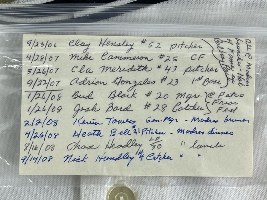 Khalil Greene San Diego Padres Baseball Jersey: Signed Autographs From Jake Peavy, Ryan Klesko, Dave Roberts, Chris Young, Brian Sweeney, Adrian Gonzales, Bud Black And More - See Details [Photo 25]