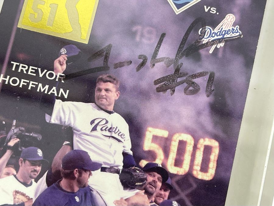 Trevor Hoffman Signed 500 Saves Commemorative Ticket In Acrylic Display Case 4 X 8 [Photo 4]