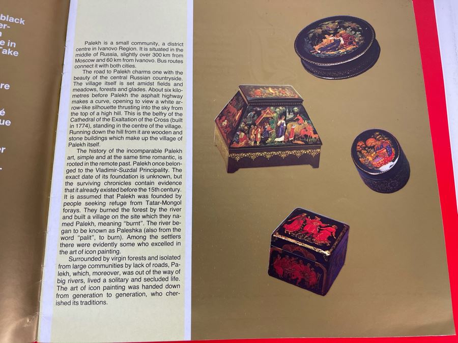Vintage 1990 Russian Moscow Book Fedoskino Showcasing Russian Lacquer Box Artwork Palekh [Photo 4]