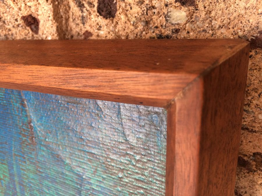 Mid-Century Original Oil Painting of Jester in Teak Frame [Photo 3]