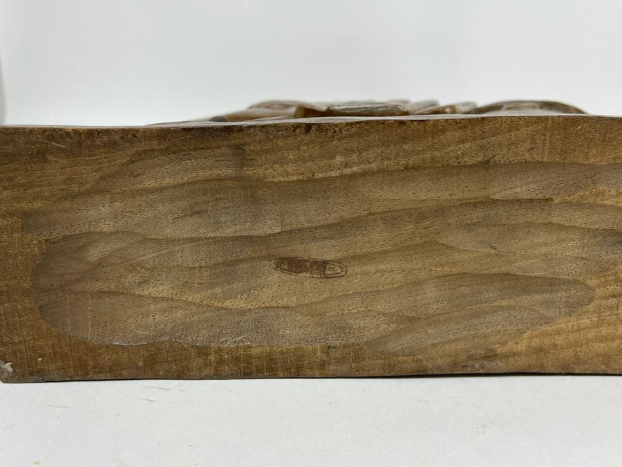 Signed Asian Carved Wooden Horse With Wooden Base 12W X 11H [Photo 9]