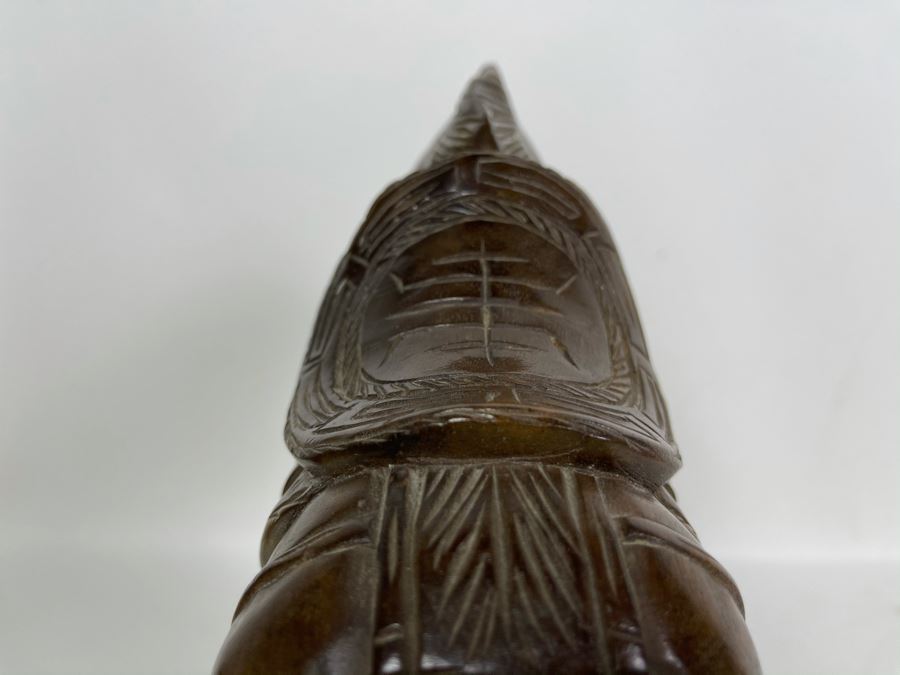 Signed Asian Carved Wooden Horse With Wooden Base 12W X 11H [Photo 6]