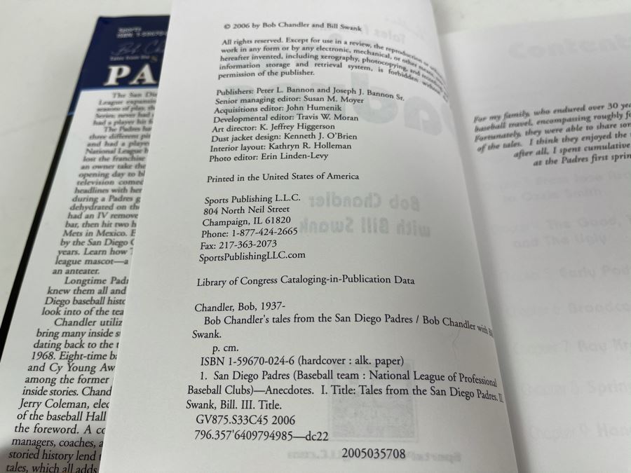 Signed Book Bob Chandler's Tales From The San Diego Padres [Photo 6]