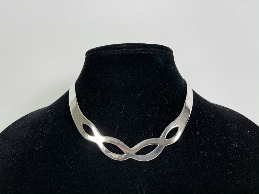 Sterling Silver Collar Necklace 28.9g [Photo 2]
