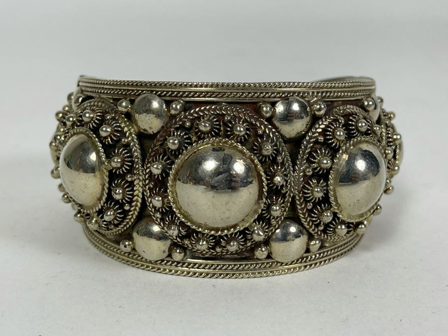 Sterling Silver Siam Ornate Cuff Bracelet 64g [Photo 3]