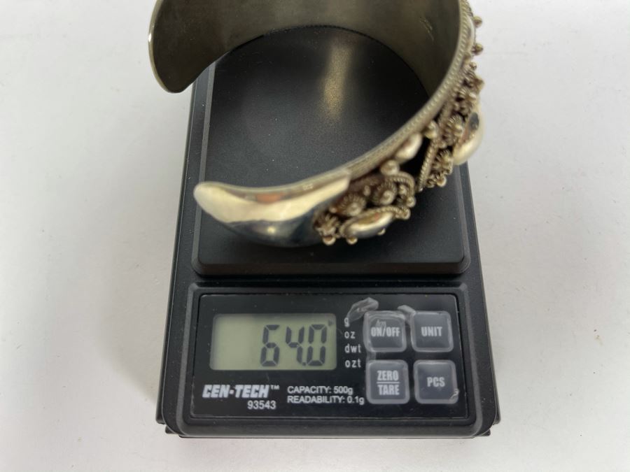 Sterling Silver Siam Ornate Cuff Bracelet 64g [Photo 9]