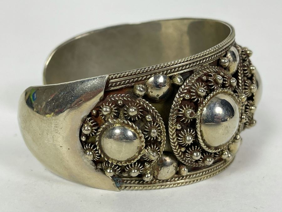Sterling Silver Siam Ornate Cuff Bracelet 64g [Photo 5]