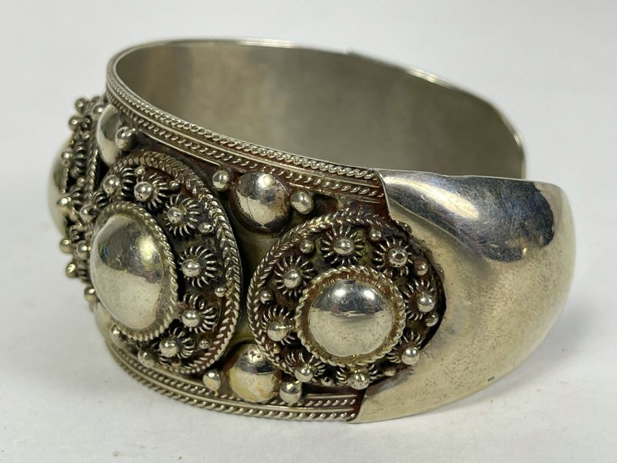 Sterling Silver Siam Ornate Cuff Bracelet 64g [Photo 4]