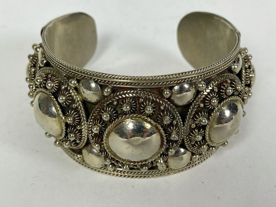 Sterling Silver Siam Ornate Cuff Bracelet 64g [Photo 2]