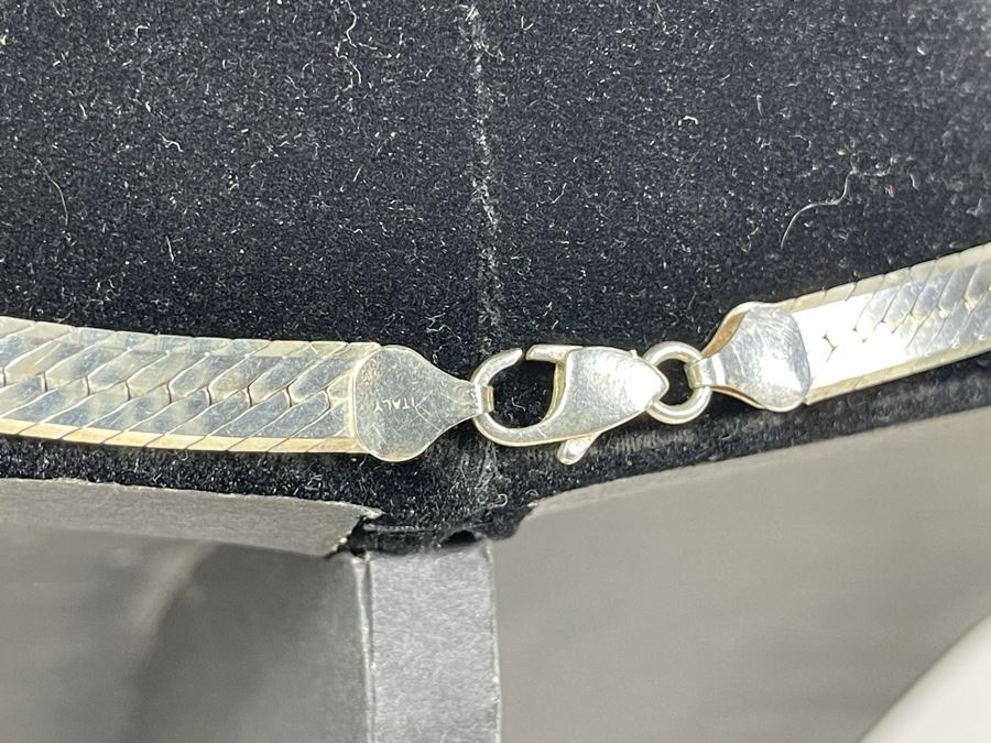 Sterling Silver Herringbone Chain Necklace 24L 32.8g [Photo 5]