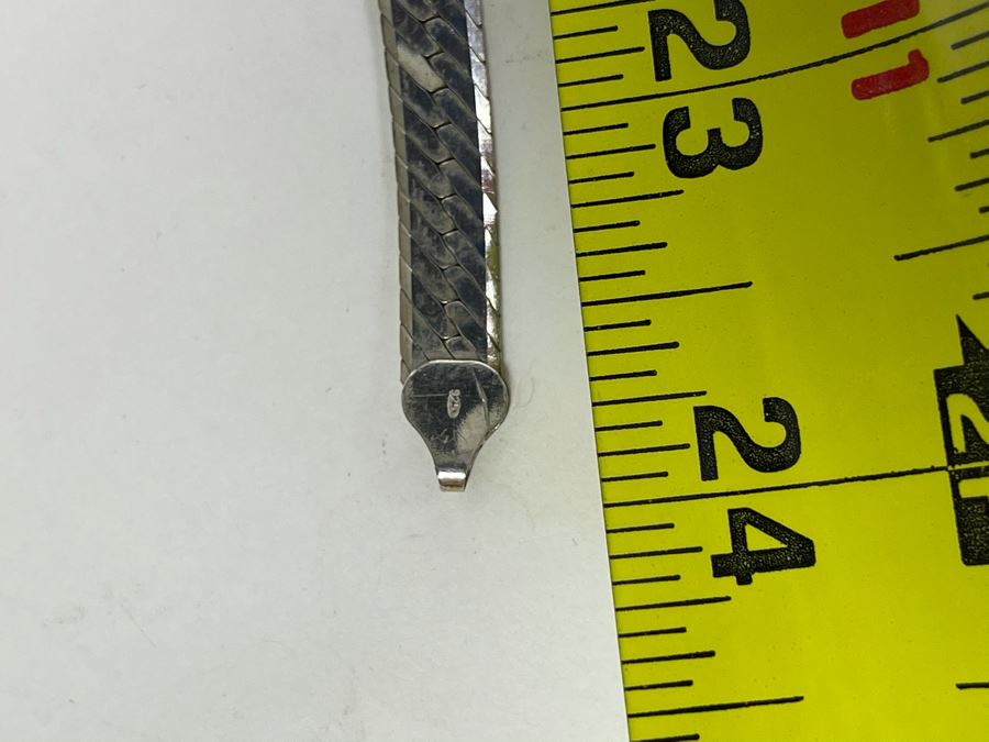 Sterling Silver Herringbone Chain Necklace 24L 32.8g [Photo 6]