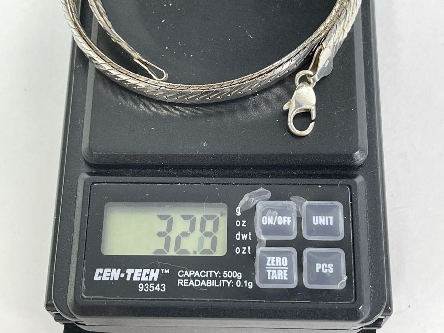 Sterling Silver Herringbone Chain Necklace 24L 32.8g [Photo 7]