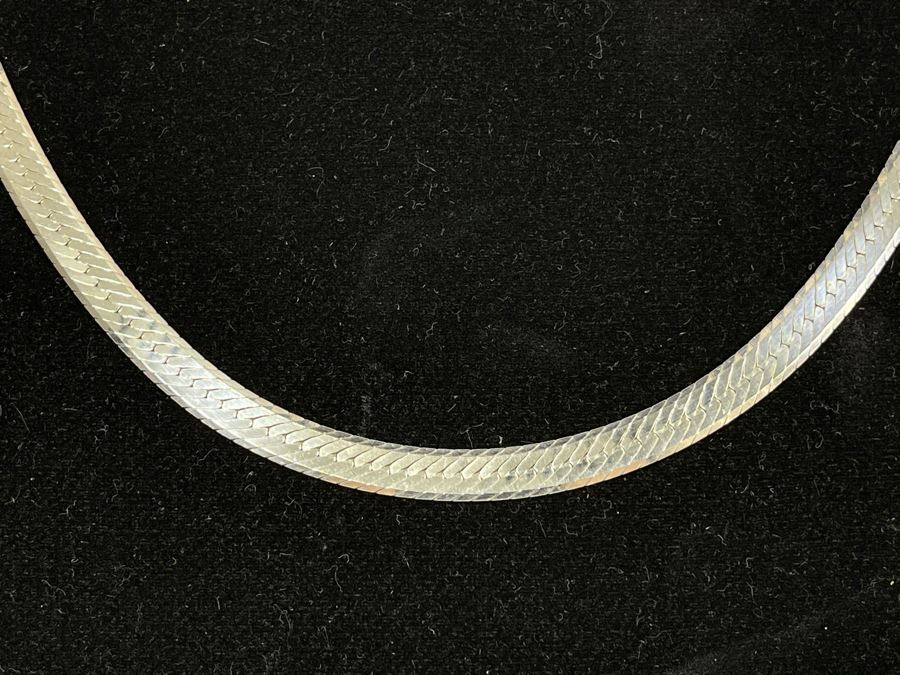 Sterling Silver Herringbone Chain Necklace 24L 32.8g
