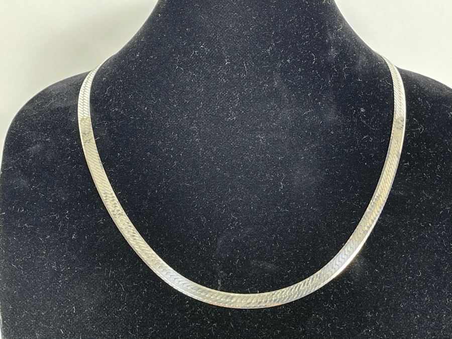 Sterling Silver Herringbone Chain Necklace 24L 32.8g [Photo 8]
