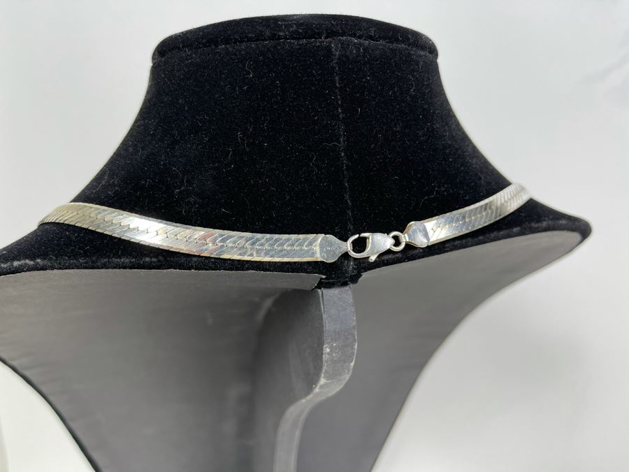 Sterling Silver Herringbone Chain Necklace 24L 32.8g [Photo 4]