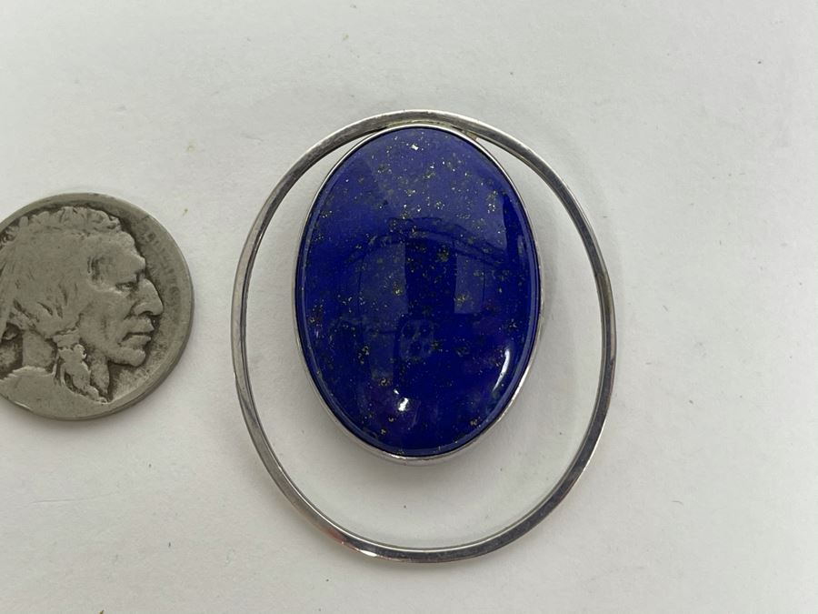 Sterling Silver Lapis Lazuli Pendant 12.8g [Photo 1]