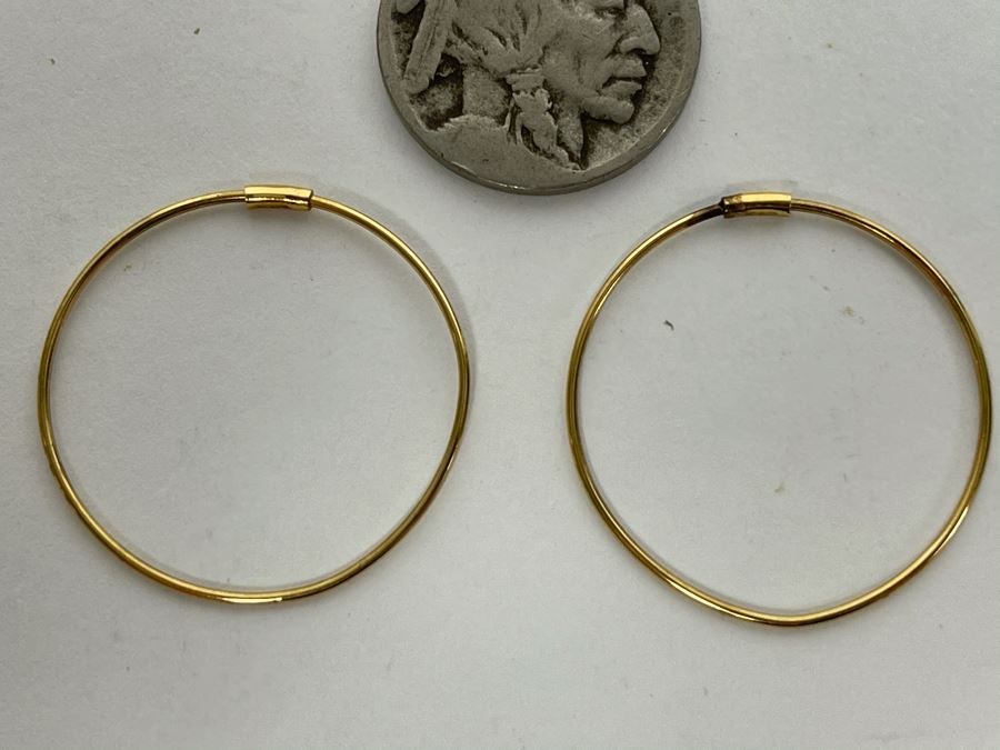 18K Gold Hoop Earrings 1.3g [Photo 3]