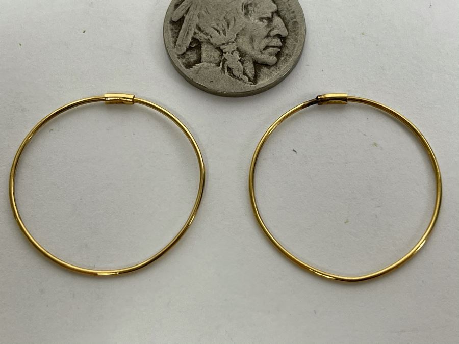 18K Gold Hoop Earrings 1.3g [Photo 2]