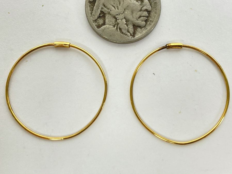 18K Gold Hoop Earrings 1.3g [Photo 1]