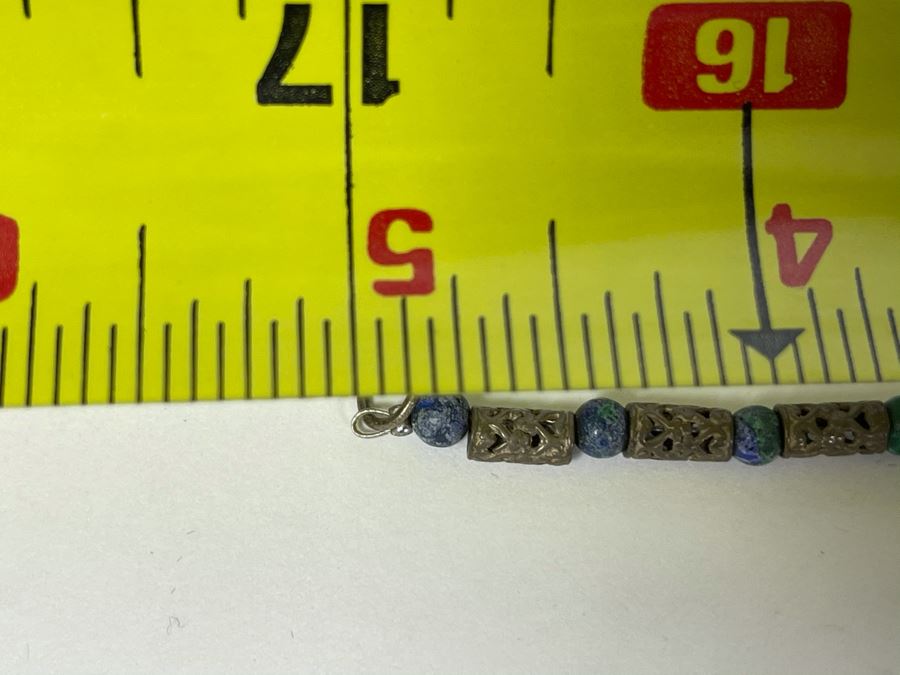 Sterling Silver Lapis Lazuli Beaded 17' Necklace 18.5g [Photo 8]