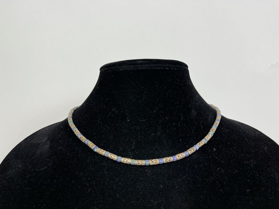 Sterling Silver Lapis Lazuli Beaded 17' Necklace 18.5g [Photo 3]