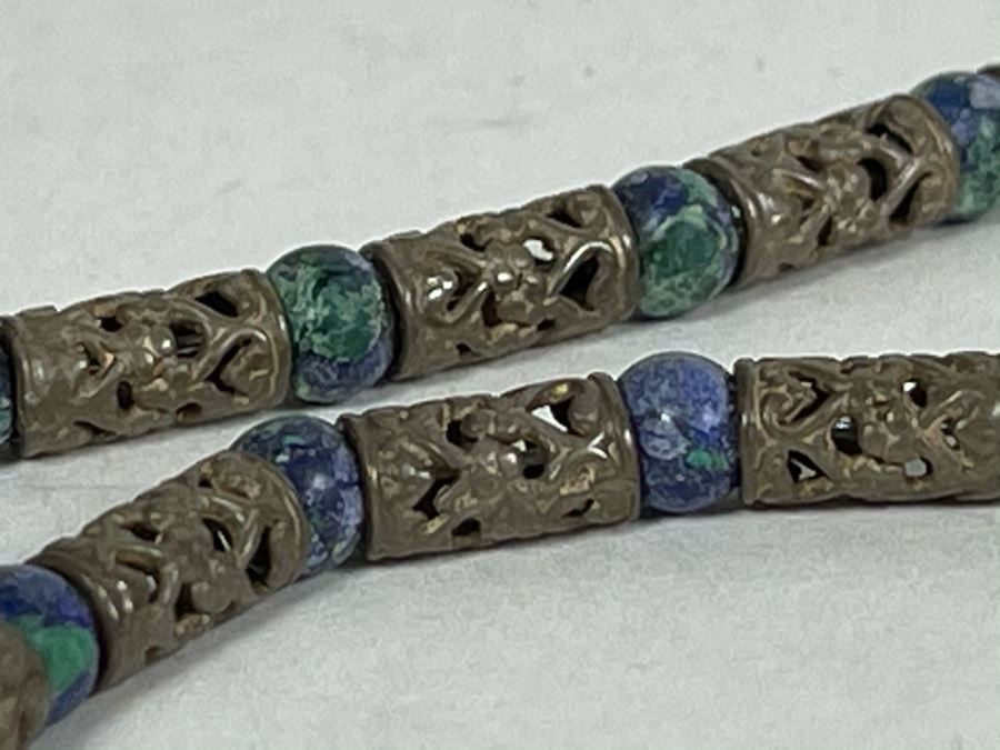 Sterling Silver Lapis Lazuli Beaded 17' Necklace 18.5g [Photo 7]