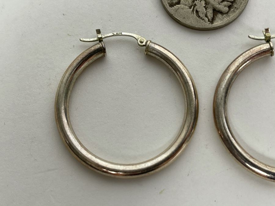Sterling Silver Hoop Earrings 3.9g [Photo 3]
