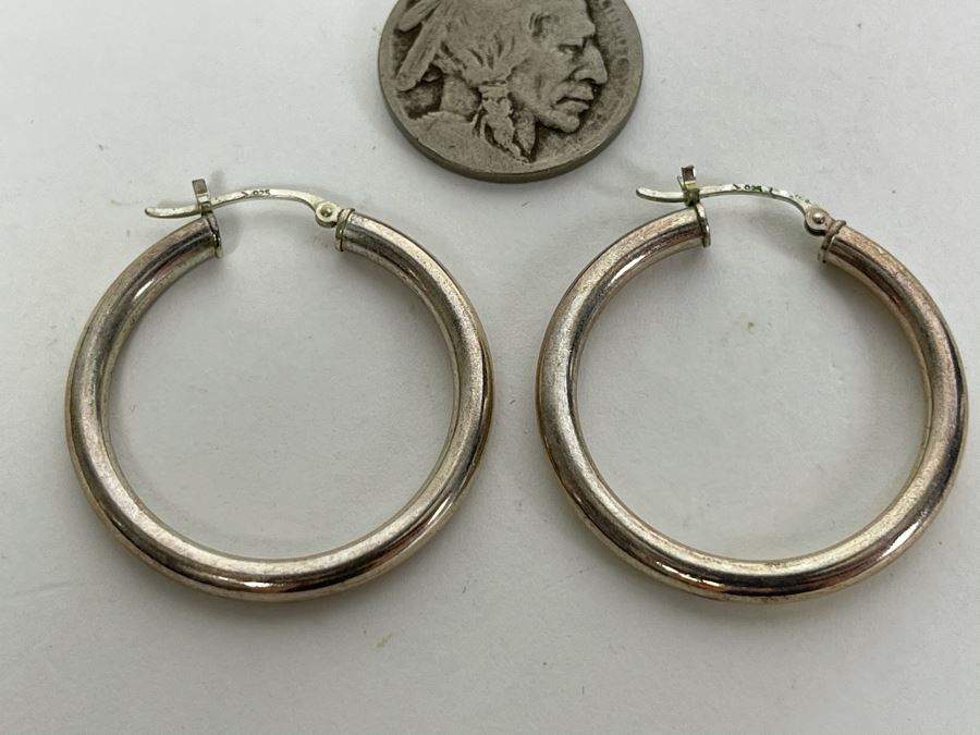 Sterling Silver Hoop Earrings 3.9g [Photo 2]