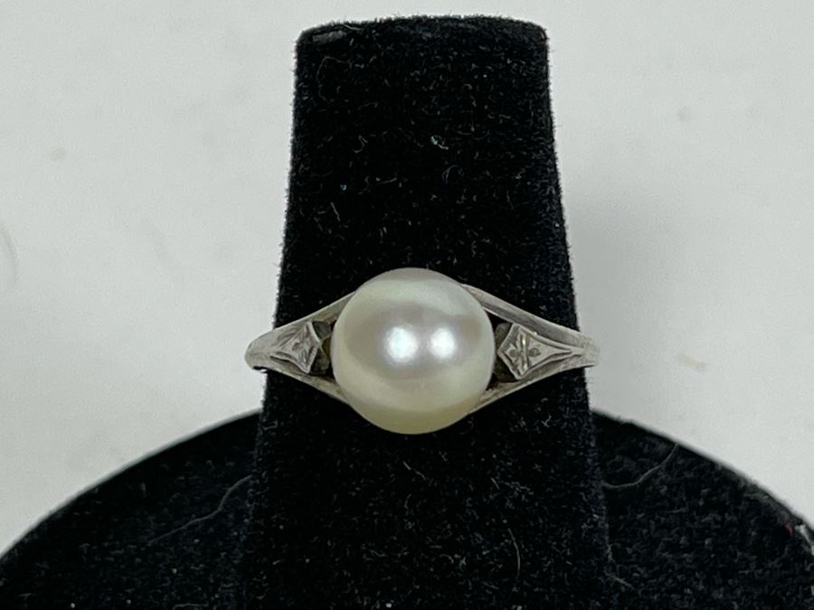 Vintage Silver Pearl Ring 2.3g [Photo 2]