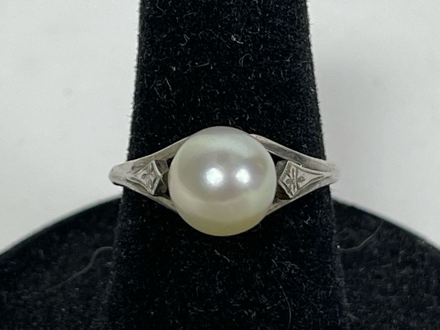 Vintage Silver Pearl Ring 2.3g [Photo 1]