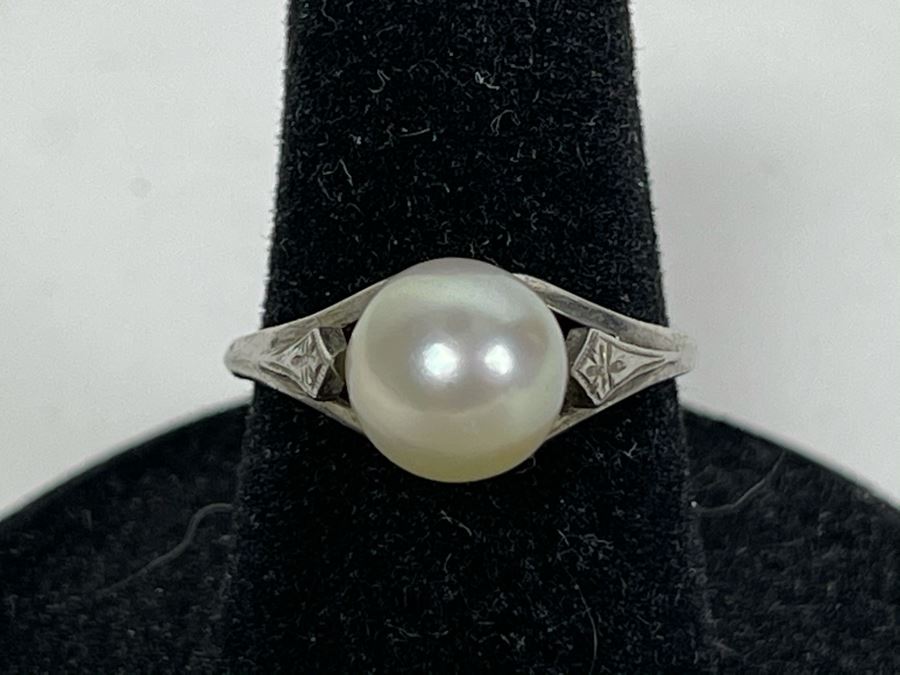 Vintage Silver Pearl Ring 2.3g [Photo 7]